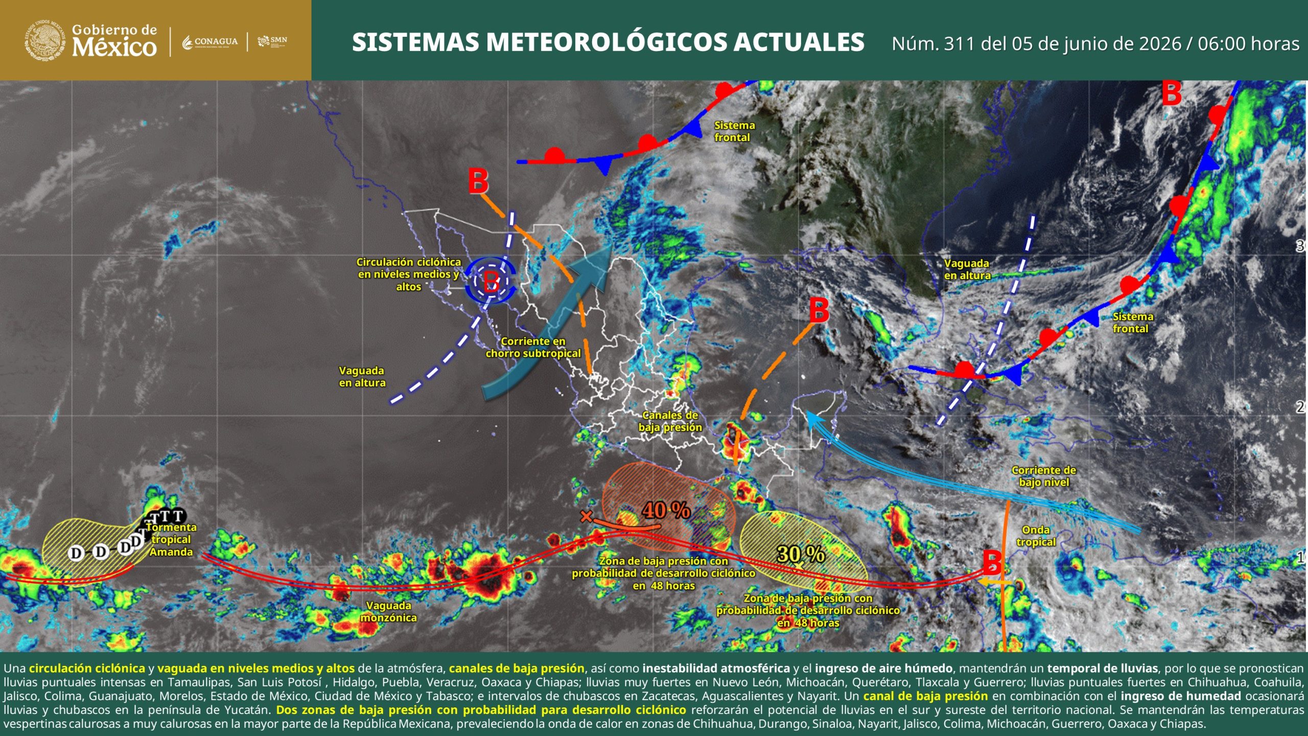 Interacción de sistemas atmosféricos provocarán lluvias significativas en Oaxaca  